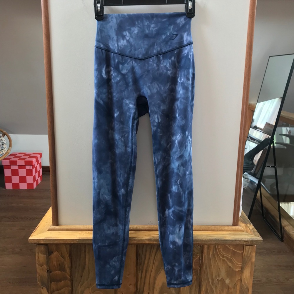 Gymshark Leggings Womens Small Blue Tie Dye High Waisted Activewear